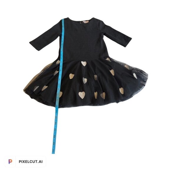Joe Fresh Girls Puffy Dress Toddler Size 5 Black with Silver Hearts - Picture 4 of 7